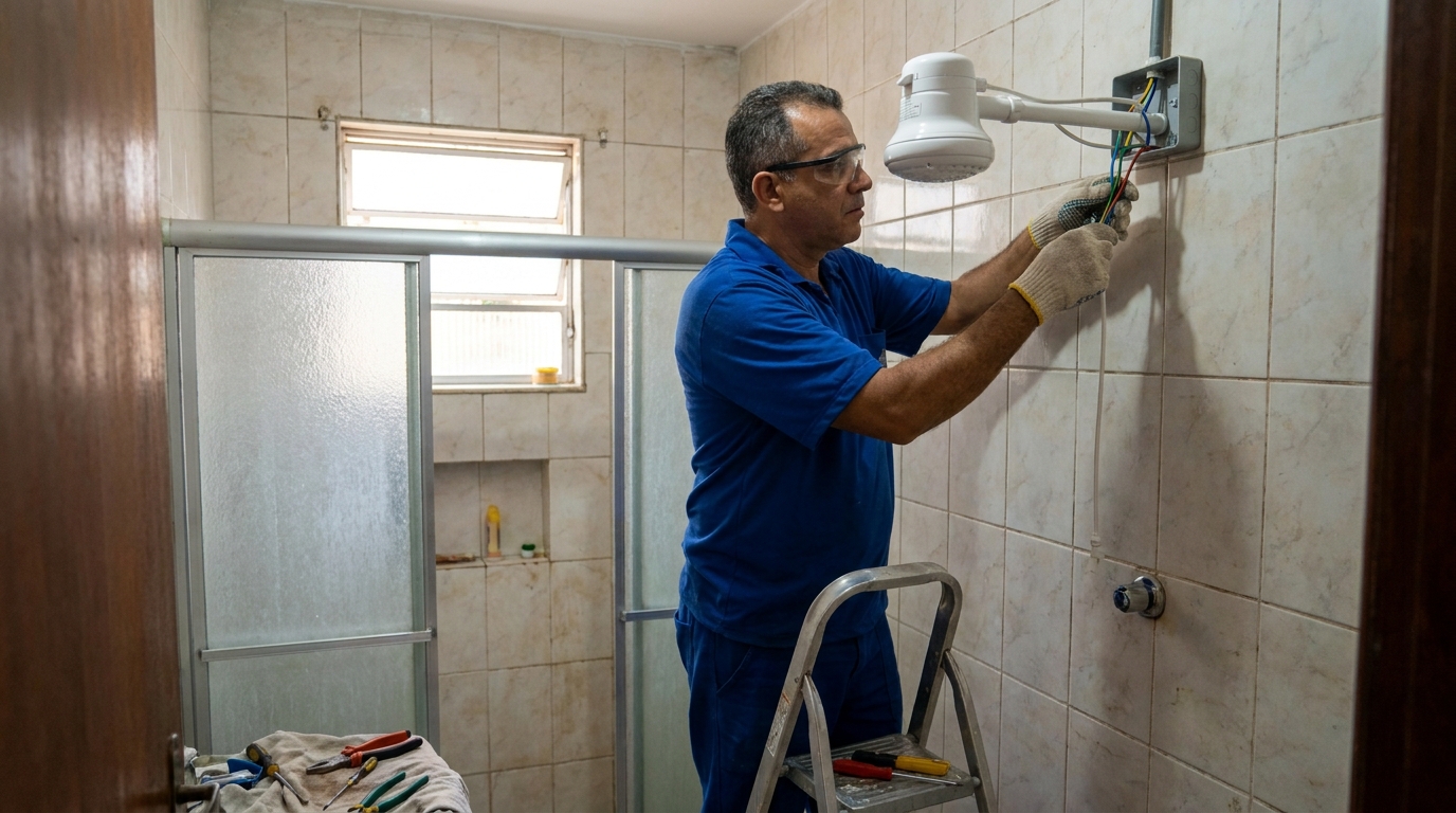Substituição de Chuveiro Antigo no Centro, Palmas‑TO
